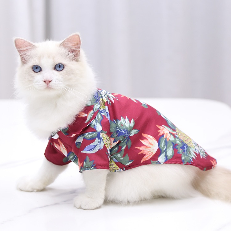 Hawaiian Style Summer Cat Shirt