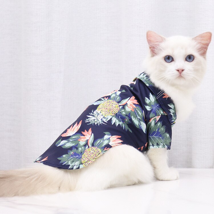 Hawaiian Style Summer Cat Shirt