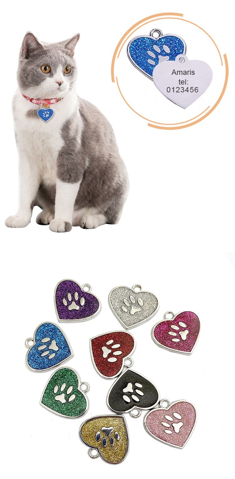Customized Glittering Cat ID Tag