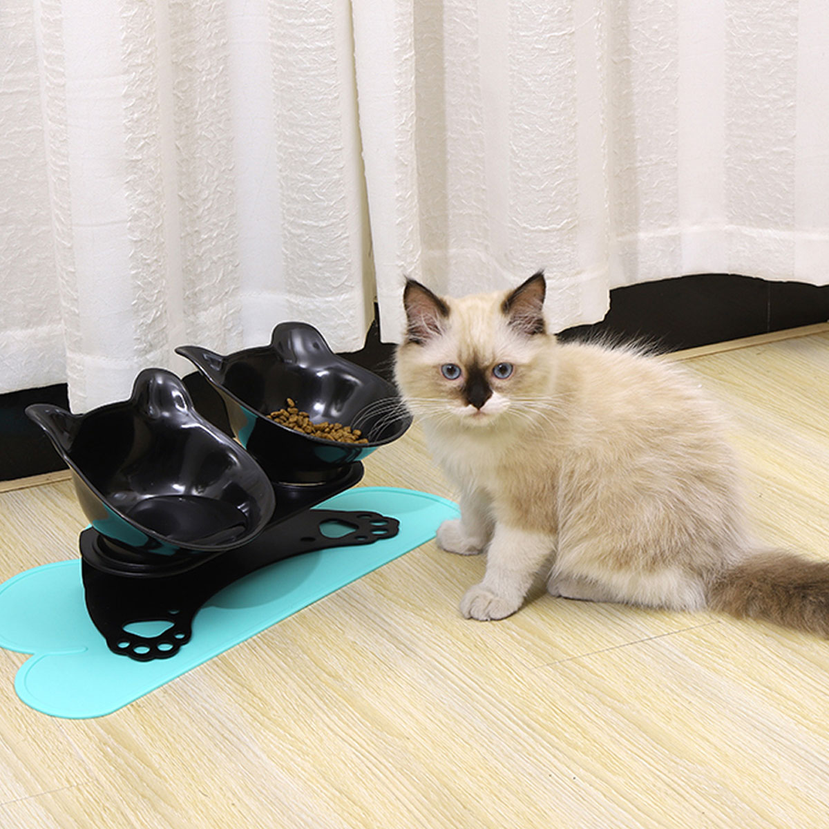 Cat Shaped Feeding Bowl with Holder