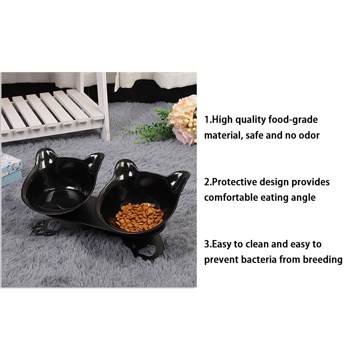 Cat Shaped Feeding Bowl with Holder