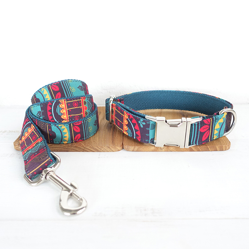 Ethnic Style Colorful Dog Collar and Leash