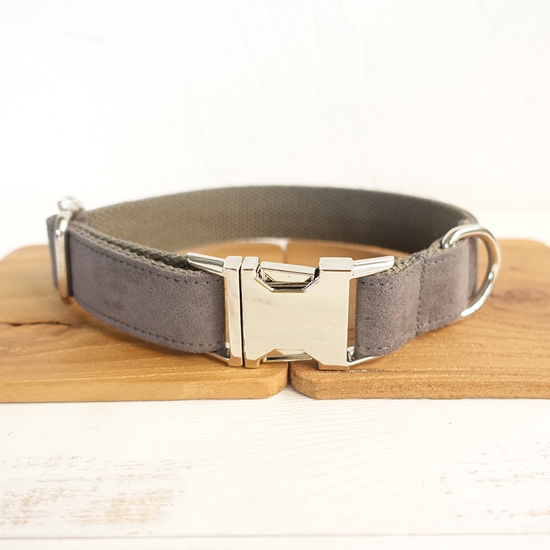Deep Grey Nylon Dog Collar and Leash Sets