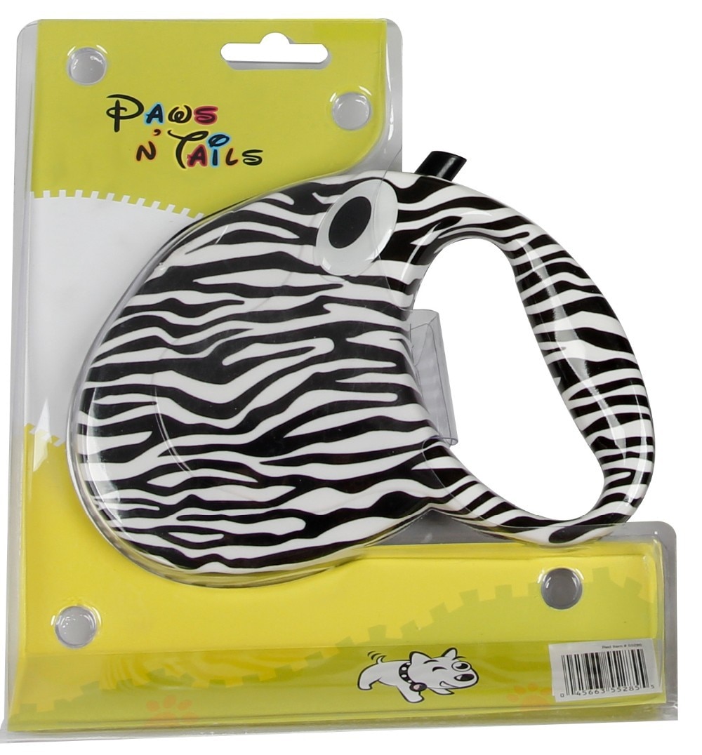 Zebra Themed Auto Leash for Dogs