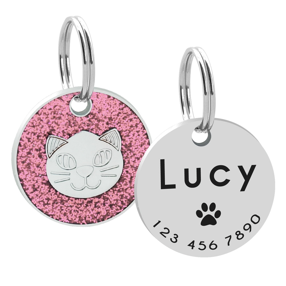 Engraved Texting Glitter Design ID Tag