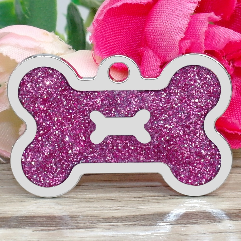 Dog's Glitter Bone Shaped ID Tag
