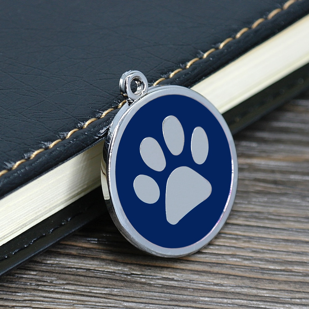 Dog's Silver Paw Patterned ID Tag