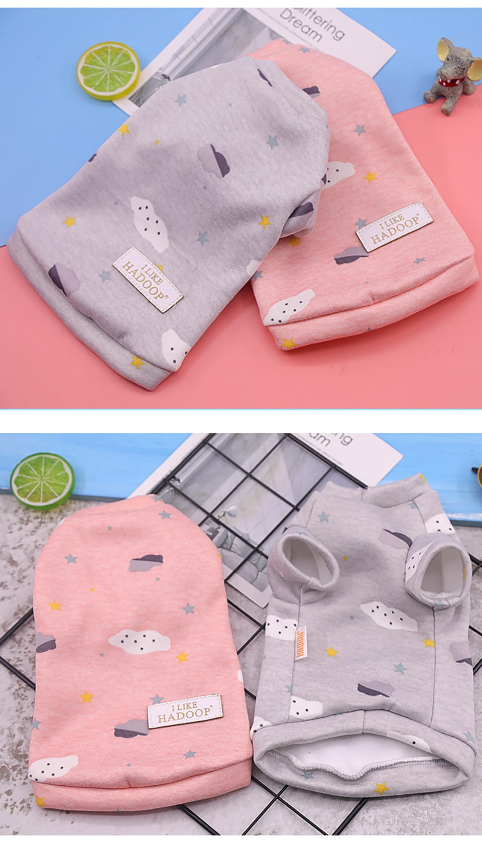 Cat's Stars and Clouds Print Sweatshirt