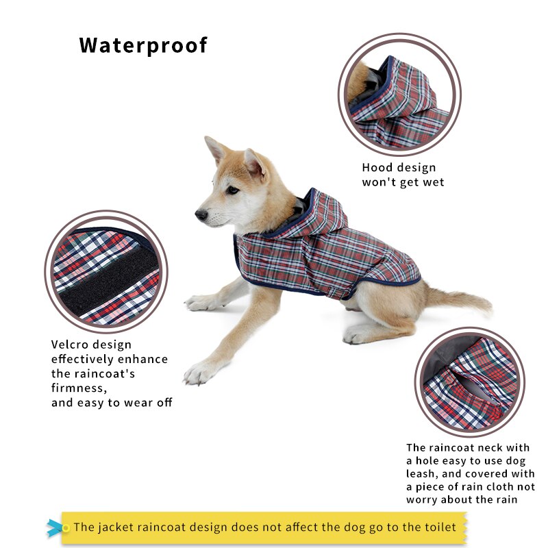 Reflective Plaid Dog Raincoat